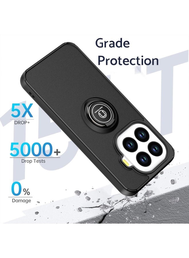 جراب لهاتف Xiaomi 15T Pro، مزود بحلقة معدنية دوارة، وغطاء مسند، وحامل مغناطيسي للسيارة، ومقاوم للصدمات وبصمات الأصابع. - Image 4